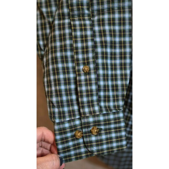 Brooks Brothers Button Down Shirt Men’s Small Navy Geen Plaid Cotton Size Small - Picture 4 of 10